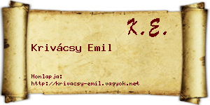 Krivácsy Emil névjegykártya