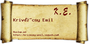 Krivácsy Emil névjegykártya